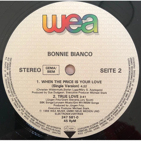 Bonnie Bianco - When The Price Is Your Love