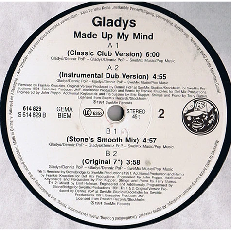 Gladys - Made Up My Mind (Frankie Knuckles & Stonebridge Remixes)