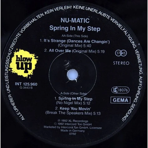 Nu-Matic - Spring In My Step