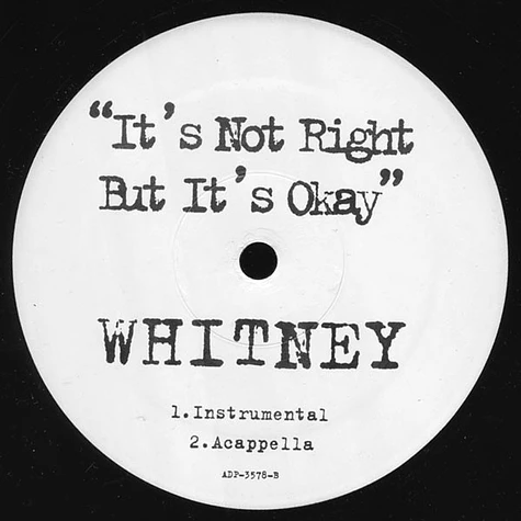 Whitney Houston - It's Not Right But It's Okay