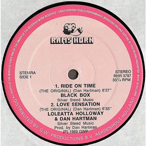 Black Box / Dan Hartman / Loleatta Holloway - Ride On Time / Love Sensation / Hit'N Run