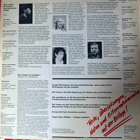 V.A. - Rote Lieder - 12. Festival Des Politischen Liedes Berlin 1982