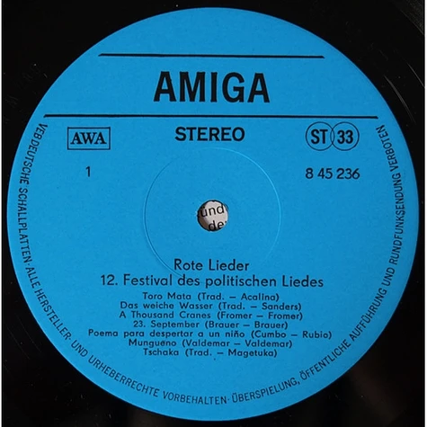 V.A. - Rote Lieder - 12. Festival Des Politischen Liedes Berlin 1982