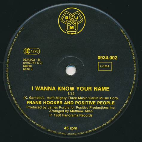 Frank Hooker & Positive People - This Feelin'