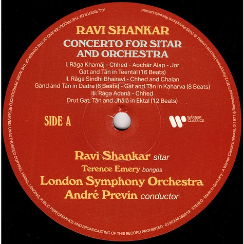 Ravi Shankar & André Previn - London Symphony Orchestra - Concerto For Sitar & Orchestra