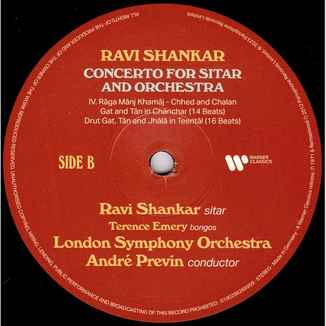 Ravi Shankar & André Previn - London Symphony Orchestra - Concerto For Sitar & Orchestra