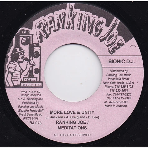 Ranking Joe / The Meditations - More Love & Unity