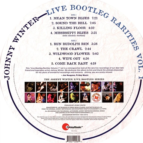 Johnny Winter - Live Bootleg Rarities Volume One White Vinyl Edition