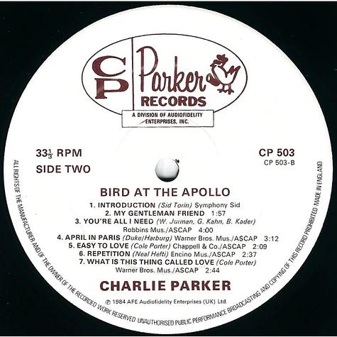 Charlie Parker - Bird At The Apollo