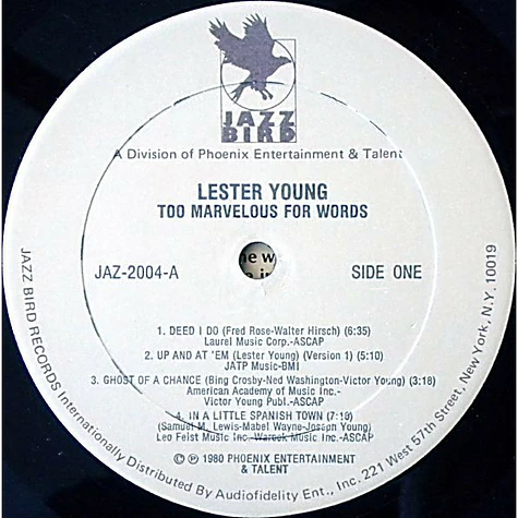 Lester Young - Too Marvelous For Words