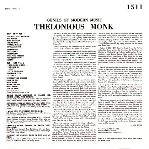 Thelonious Monk - Genius Of Modern Music Volume 2