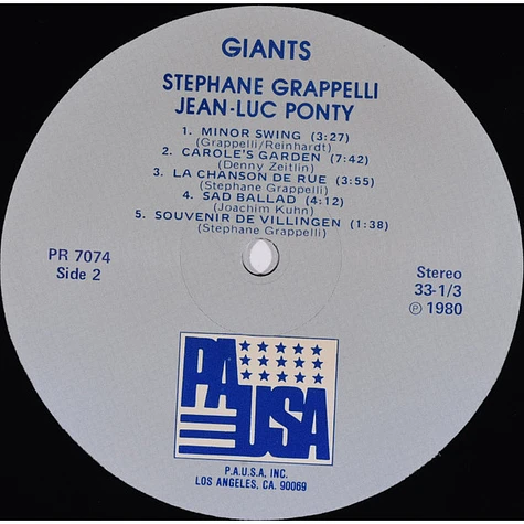 Stéphane Grappelli, Jean-Luc Ponty - Giants