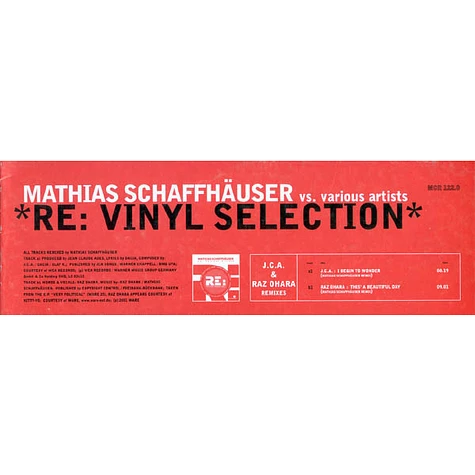 Mathias Schaffhäuser Vs. Various - RE: Vinyl Selection