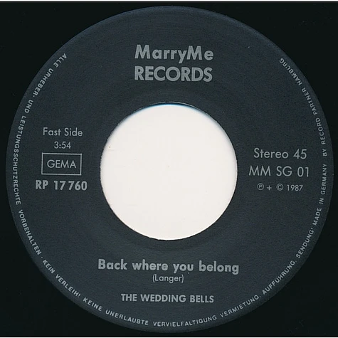 Wedding Bells - Back Where You Belong / The History Of Love