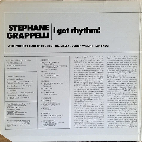 Stéphane Grappelli With Hot Club Of London - I Got Rhythm!