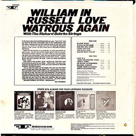 Bill Watrous With The Richard Behrke Strings - In Love Again