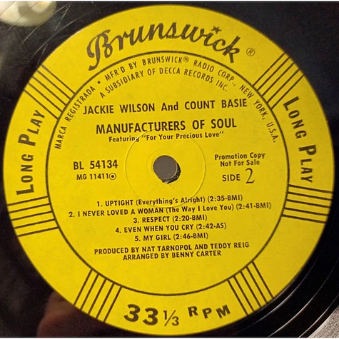 Jackie Wilson, Count Basie - Manufacturers Of Soul