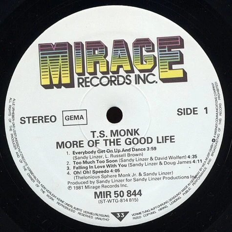 T.S. Monk - More Of The Good Life