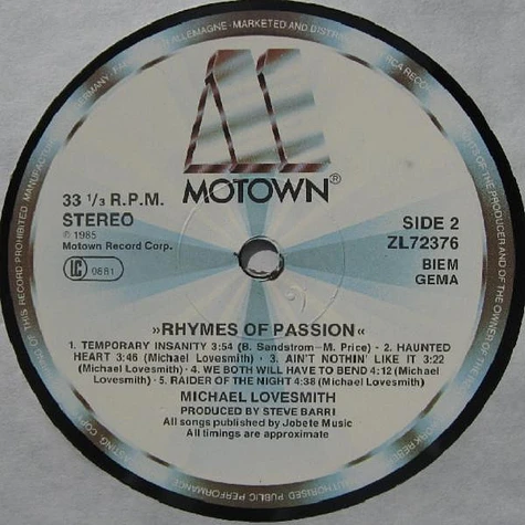 Michael Lovesmith - Rhymes Of Passion