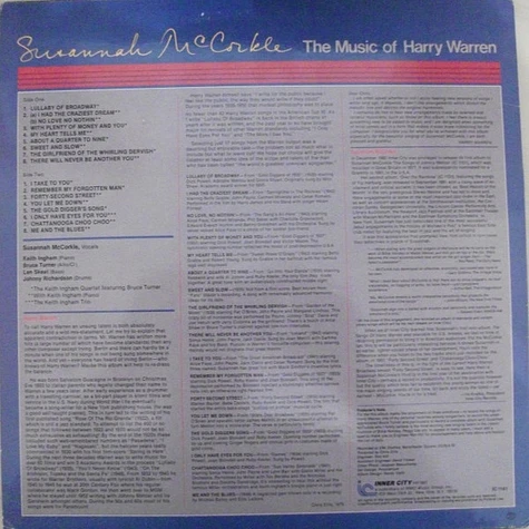 Susannah McCorkle - The Music Of Harry Warren