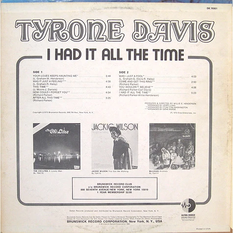 Tyrone Davis - I Had It All The Time