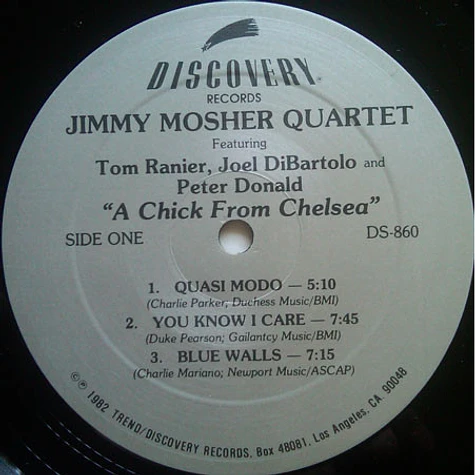 Jimmy Mosher Quartet Featuring Tom Ranier, Joel DiBartolo And Peter Donald - A Chick From Chelsea