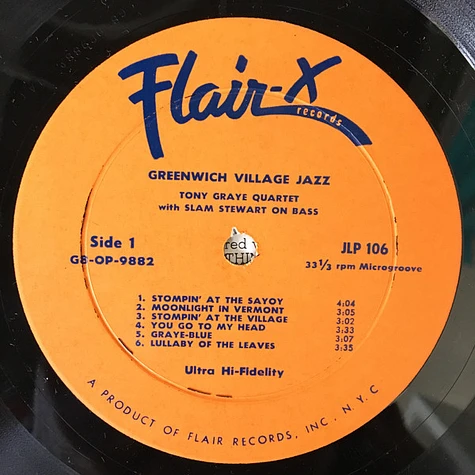 The Tony Graye Quartet - Greenwich Village Jazz