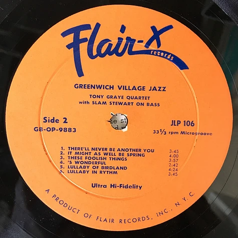 The Tony Graye Quartet - Greenwich Village Jazz