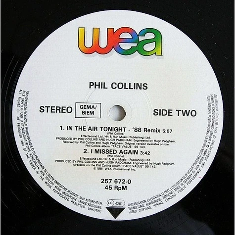 Phil Collins - In The Air Tonight (88' Remix) And (Extended Version)