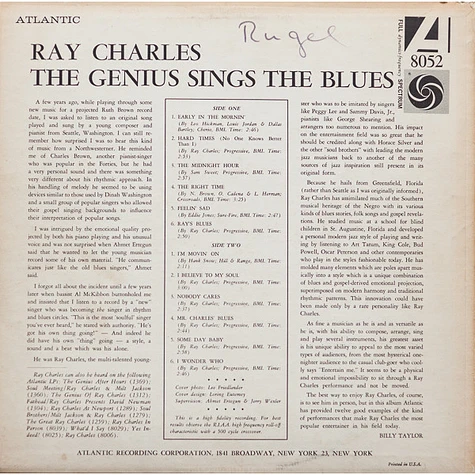 Ray Charles - The Genius Sings The Blues