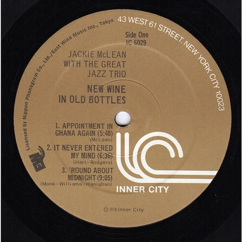 Jackie McLean and The Great Jazz Trio - New Wine In Old Bottles