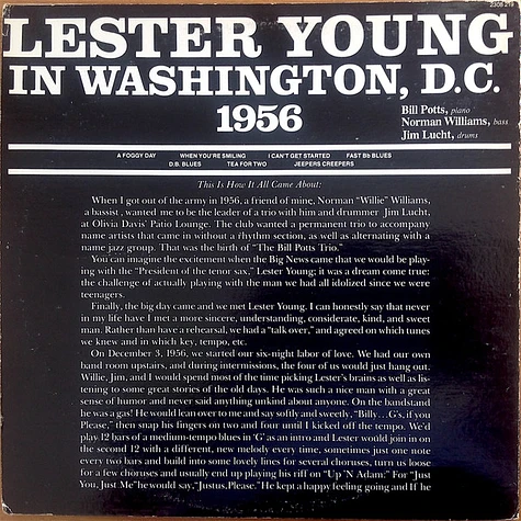 Lester Young - "Pres" – In Washington, D.C. 1956