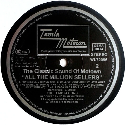 The Temptations - All The Million Sellers