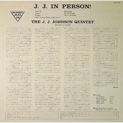 The J.J. Johnson Quintet - J. J. In Person!