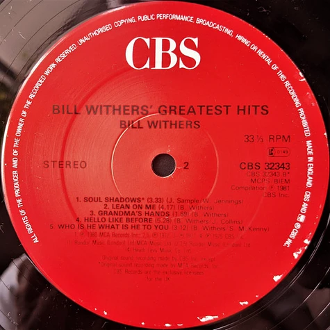 Bill Withers - Bill Withers' Greatest Hits