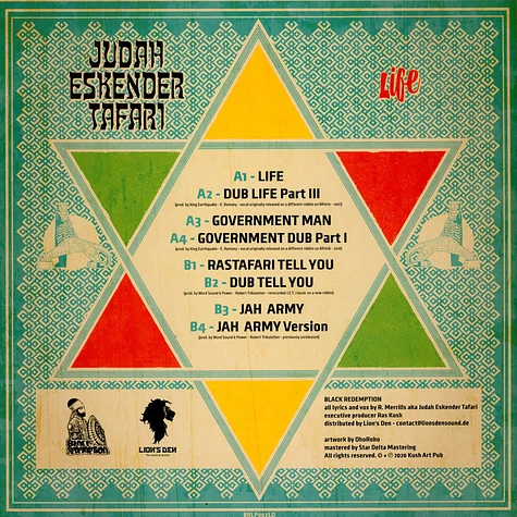 Judah Eskender Tafari & King Earthquake & Word Sound & Power - Life, Dub, Government Man, Dub / Rastafari Tell You, Dub, Jah Army, Dub