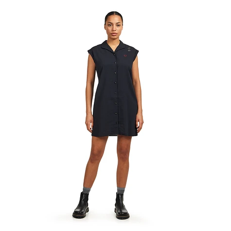 ◆FRED PERRY◆ Amy Winehouse Open Collar Shirt Dress Black A Fred Perry x Amy Winehouse Foundation - Open Collar Shirt