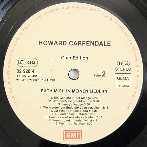 Howard Carpendale - Such Mich In Meinen Liedern