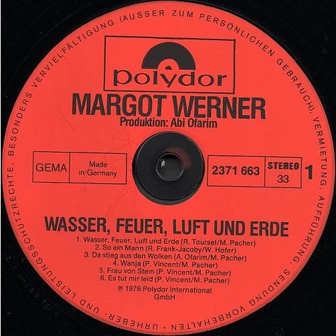 Margot Werner - Wasser, Feuer, Luft Und Erde