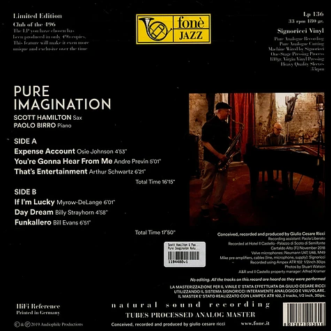 Scott Hamilton & Paolo Birro - Pure Imaginaton Natural Sound Recording