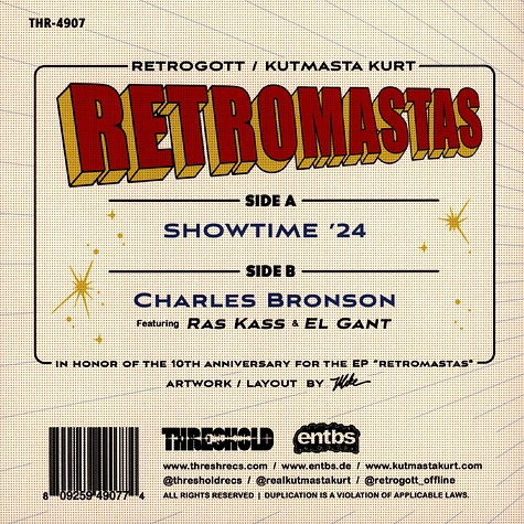 Retromastas (Kutmastakurt & Retrogott) - Showtime '24 / Charles Bronson HHV Exclusive Red Vinyl Edition