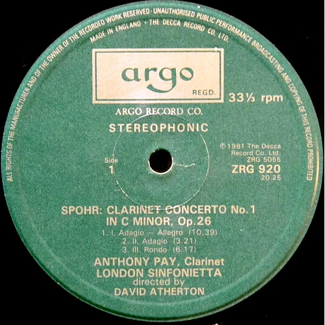 Louis Spohr, Antony Pay, London Sinfonietta, David Atherton - Clarinet Concertos Nos. 1 & 2