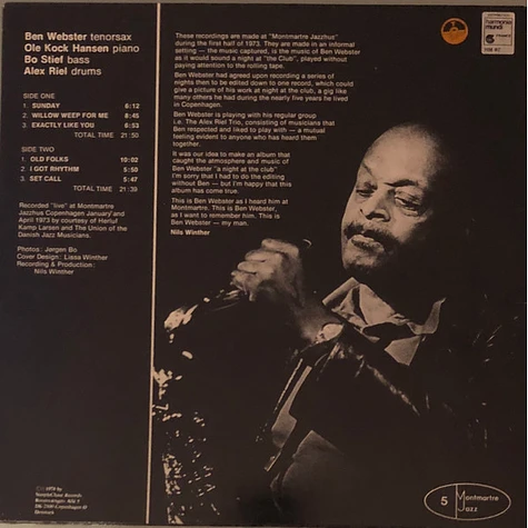 Ben Webster - My Man - Live At Montmartre 1973