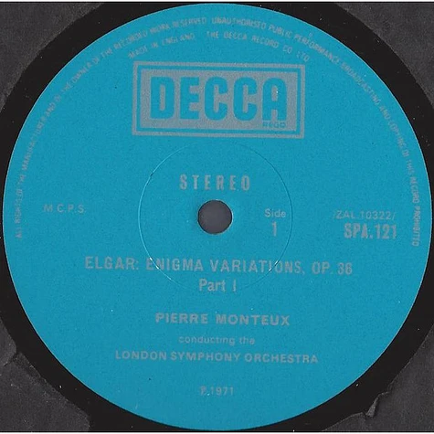 Sir Edward Elgar / Johannes Brahms ; London Symphony Orchestra, Pierre Monteux - Enigma Variations / Variations On A Theme By Haydn