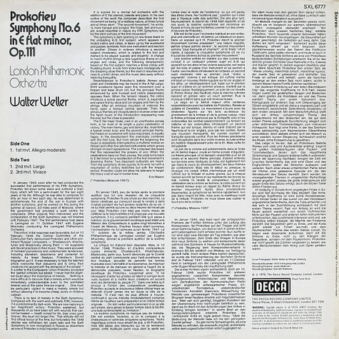 Sergei Prokofiev, London Philharmonic Orchestra, Walter Weller - Symphony No.6