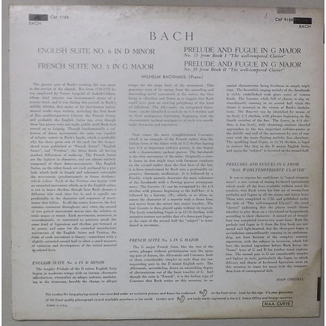 Johann Sebastian Bach, Wilhelm Backhaus - English Suite No.6 , French Suite No.5 , Preludes And Fugues