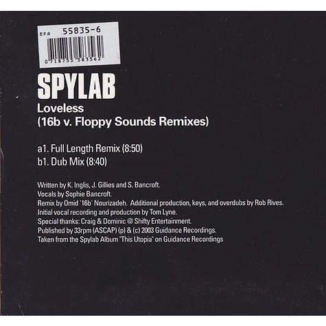 Spylab - Loveless (16B Vs. Floppy Sounds Remixes)