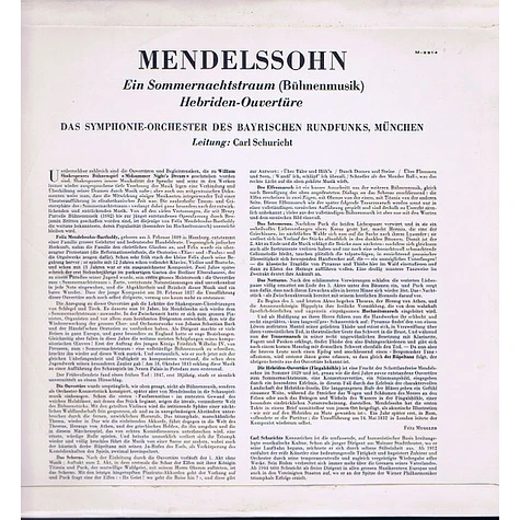 Felix Mendelssohn-Bartholdy – Carl Schuricht - Ein Sommernachtstraum (Bühnenmusik) · Hebriden-Ouverture