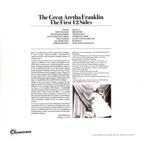 Aretha Franklin - The Great Aretha Franklin - The First 12 Sides Clear Vinyl Edtion