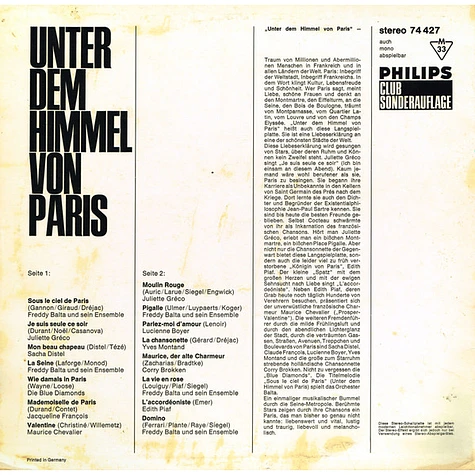 V.A. - Unter Dem Himmel Von Paris